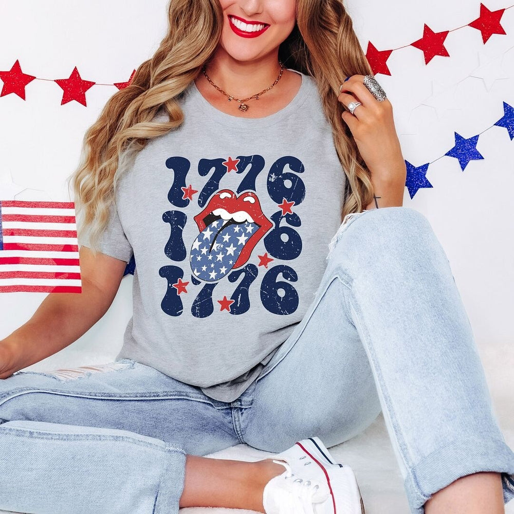 1776 Patriotic Lips Short Sleeve Crewnneck Tee