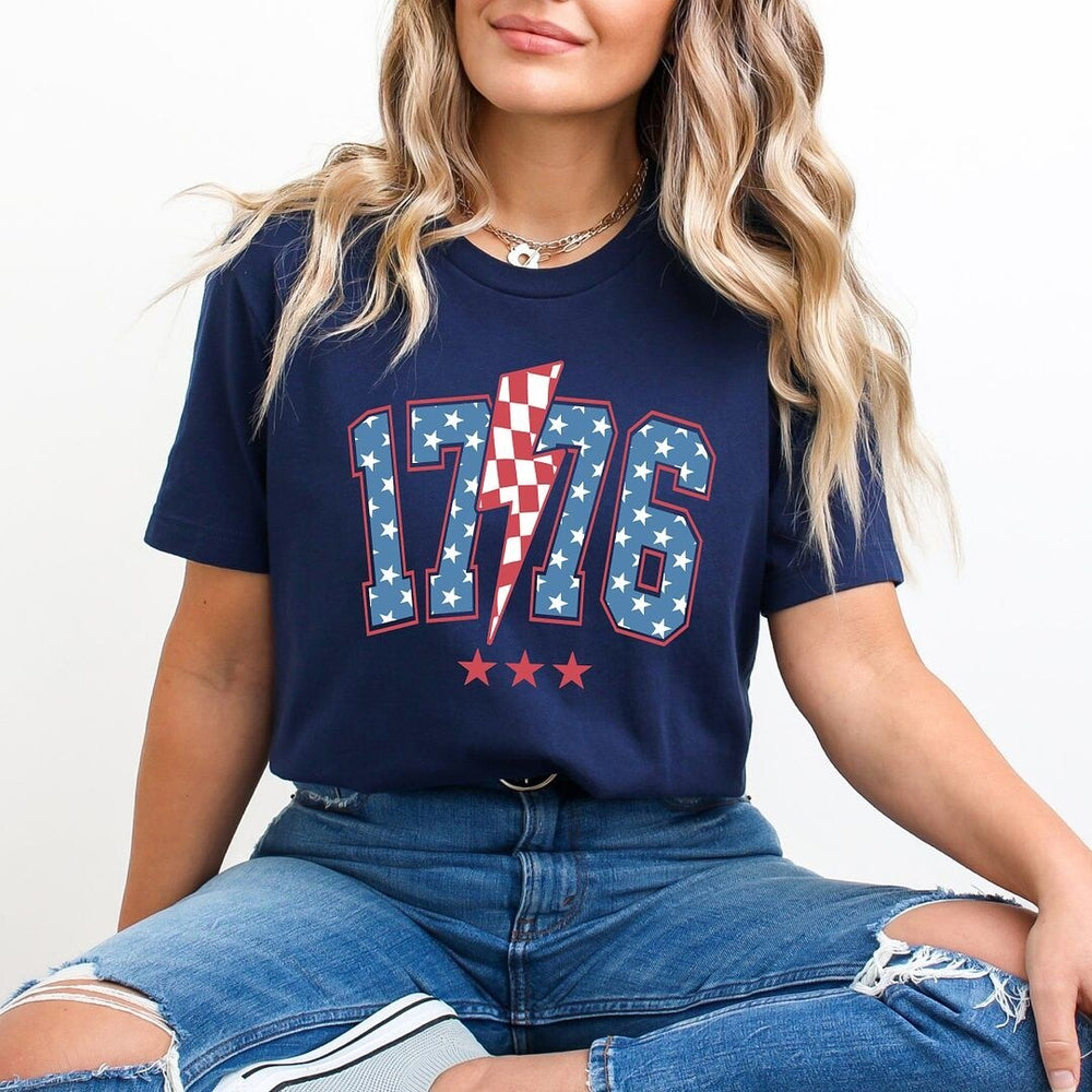 1776 Stars Lightning Bolt Short Sleeve Crewnneck Tee