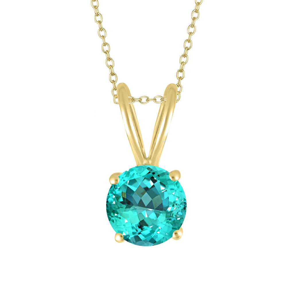 Gold Over Sterling Silver 0.90Ct Paraiba Tourmaline Solitaire Pendant