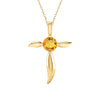 18K Gold Over Sterling Silver Natural Citrine Cross Pendant