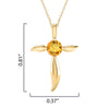 18K Gold Over Sterling Silver Natural Citrine Cross Pendant