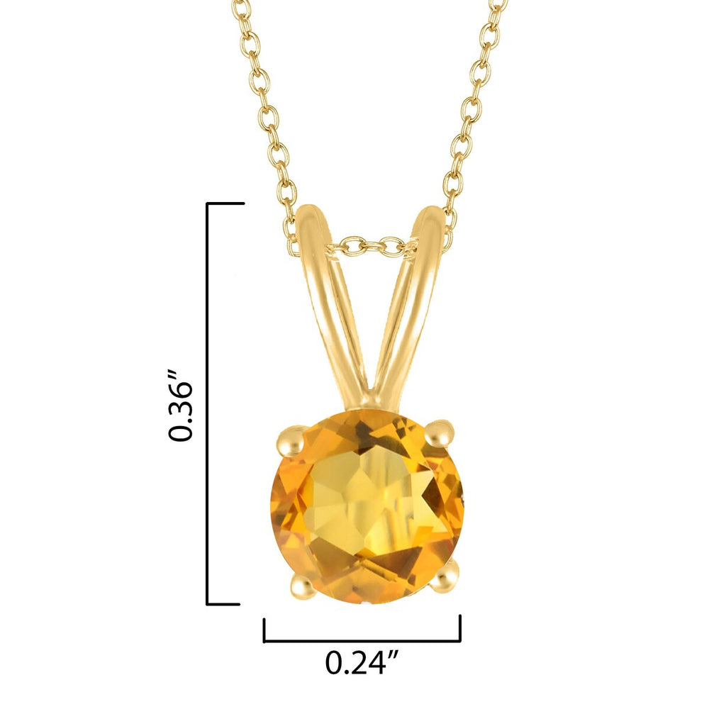 Gold Over Sterling Silver Natural Citrine Solitaire Pendant