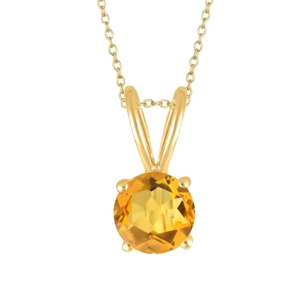 Gold Over Sterling Silver Natural Citrine Solitaire Pendant