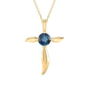 18K Gold Over Sterling Silver Natural London Blue Topaz Cross Pendant