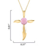 18K Gold Over Sterling Silver Natural Pink Opal Cross Pendant