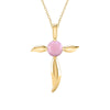 18K Gold Over Sterling Silver Natural Pink Opal Cross Pendant