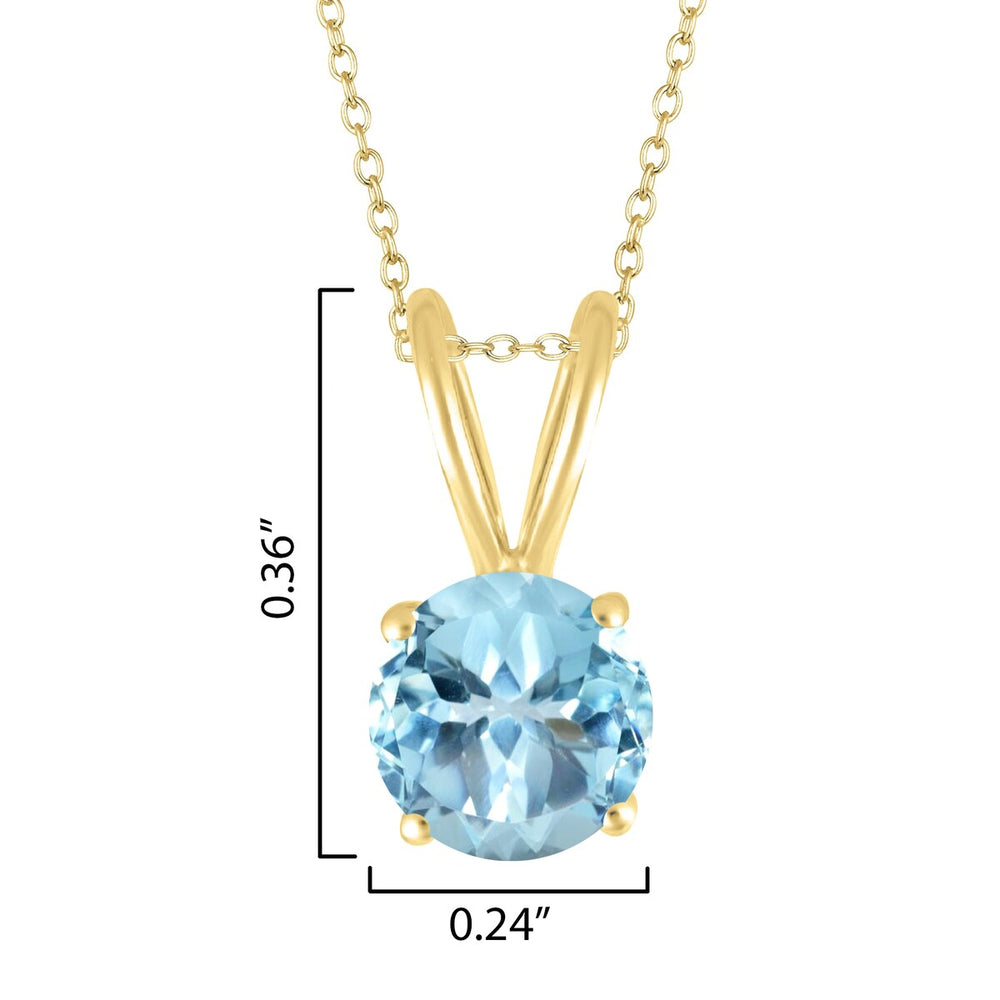 Gold Over Sterling Silver Natural Sky Blue Topaz Solitaire Pendant