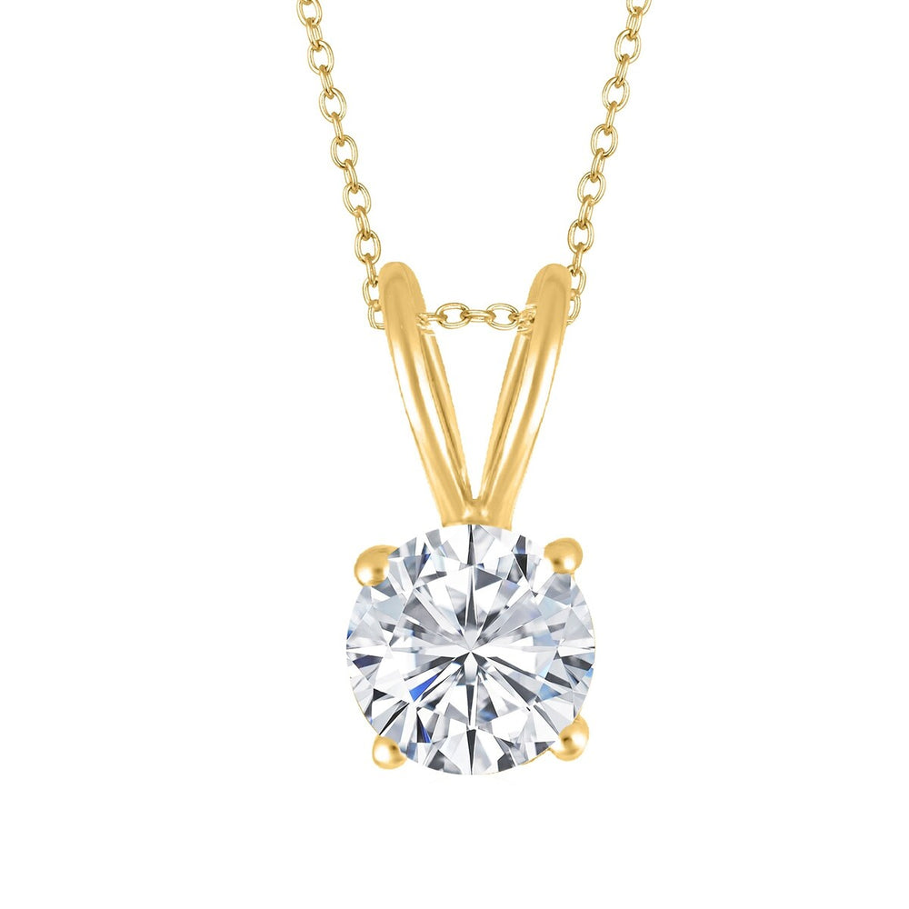 Gold Over Sterling Silver Natural White Topaz Solitaire Pendant