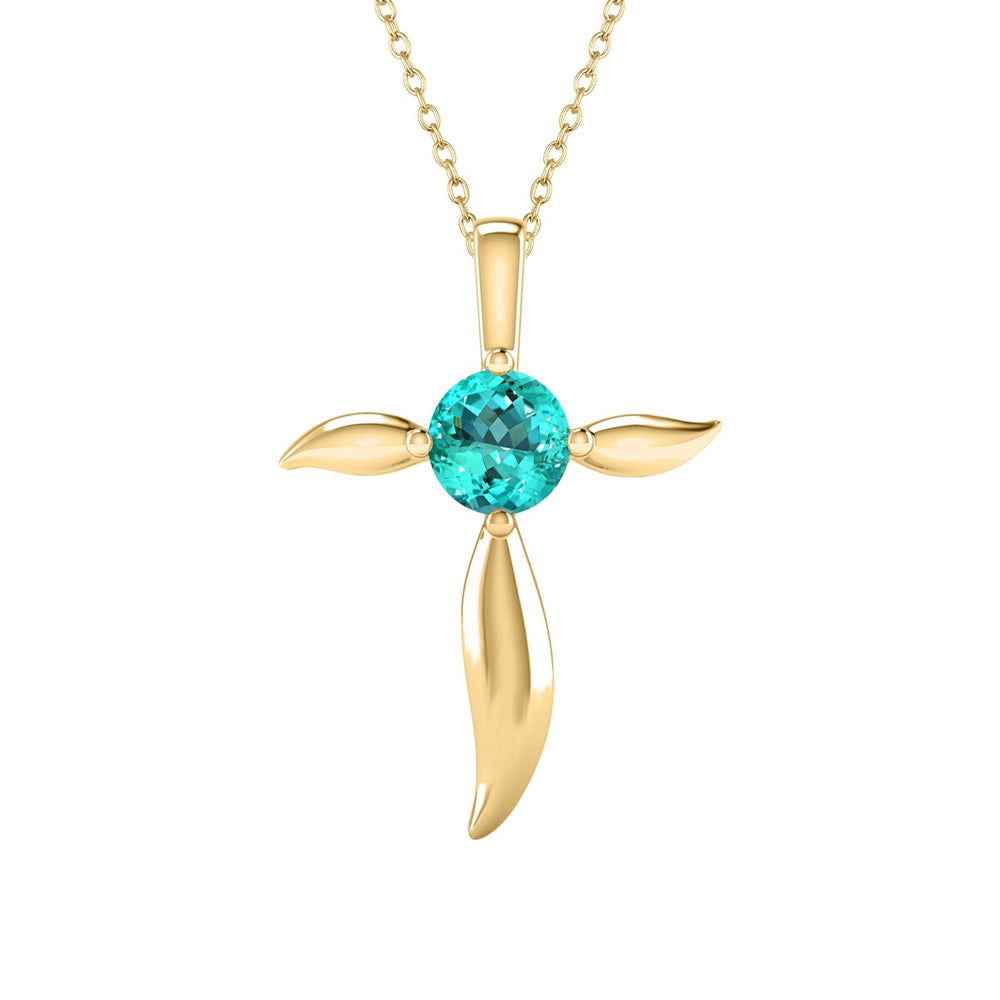 18K Gold Over Sterling Silver Paraiba Tourmaline Cross Pendant