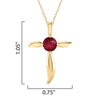 18K Gold Over Sterling Silver Ruby Cross Pendant