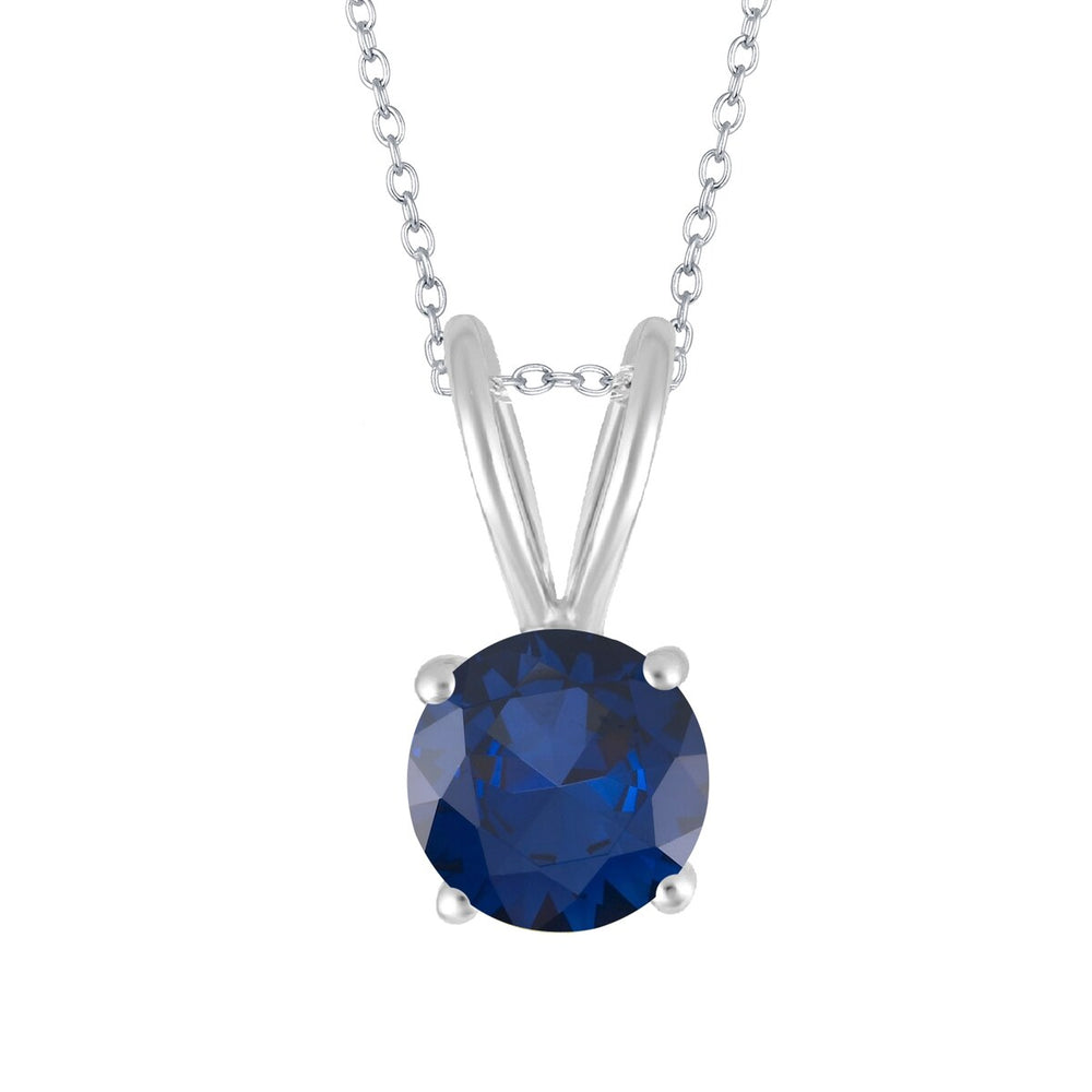 Sterling Silver with Blue Sapphire Solitaire Pendant