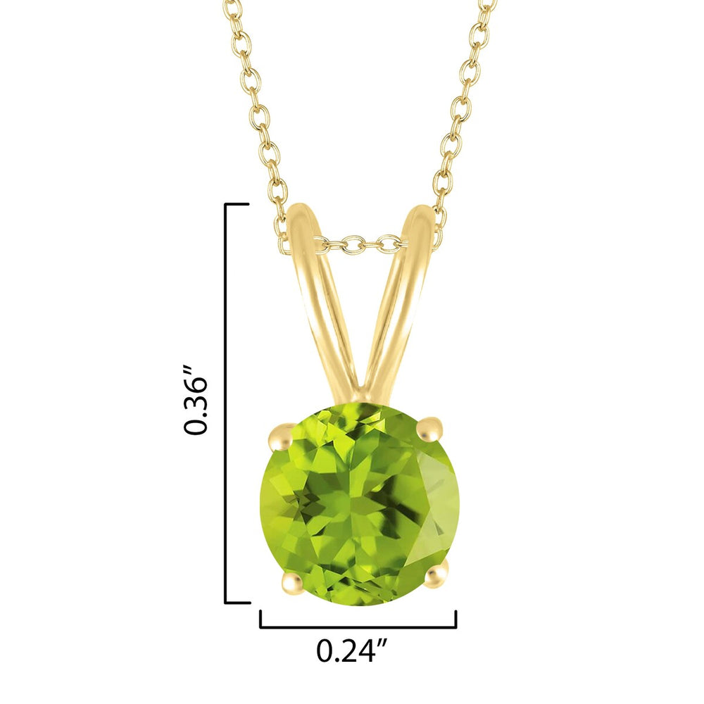 Gold Over Sterling Silver with Natural Peridot Solitaire Pendant