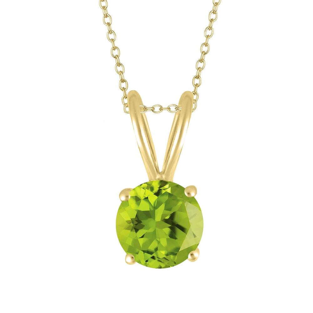 Gold Over Sterling Silver with Natural Peridot Solitaire Pendant