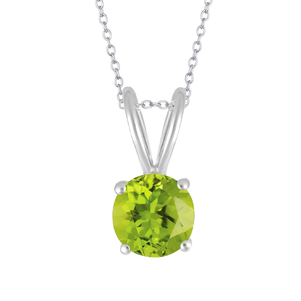 Gold Over Sterling Silver with Natural Peridot Solitaire Pendant