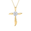 18K Gold Plated 0.80ct Moissanite Solitaire Cross Pendant Necklace