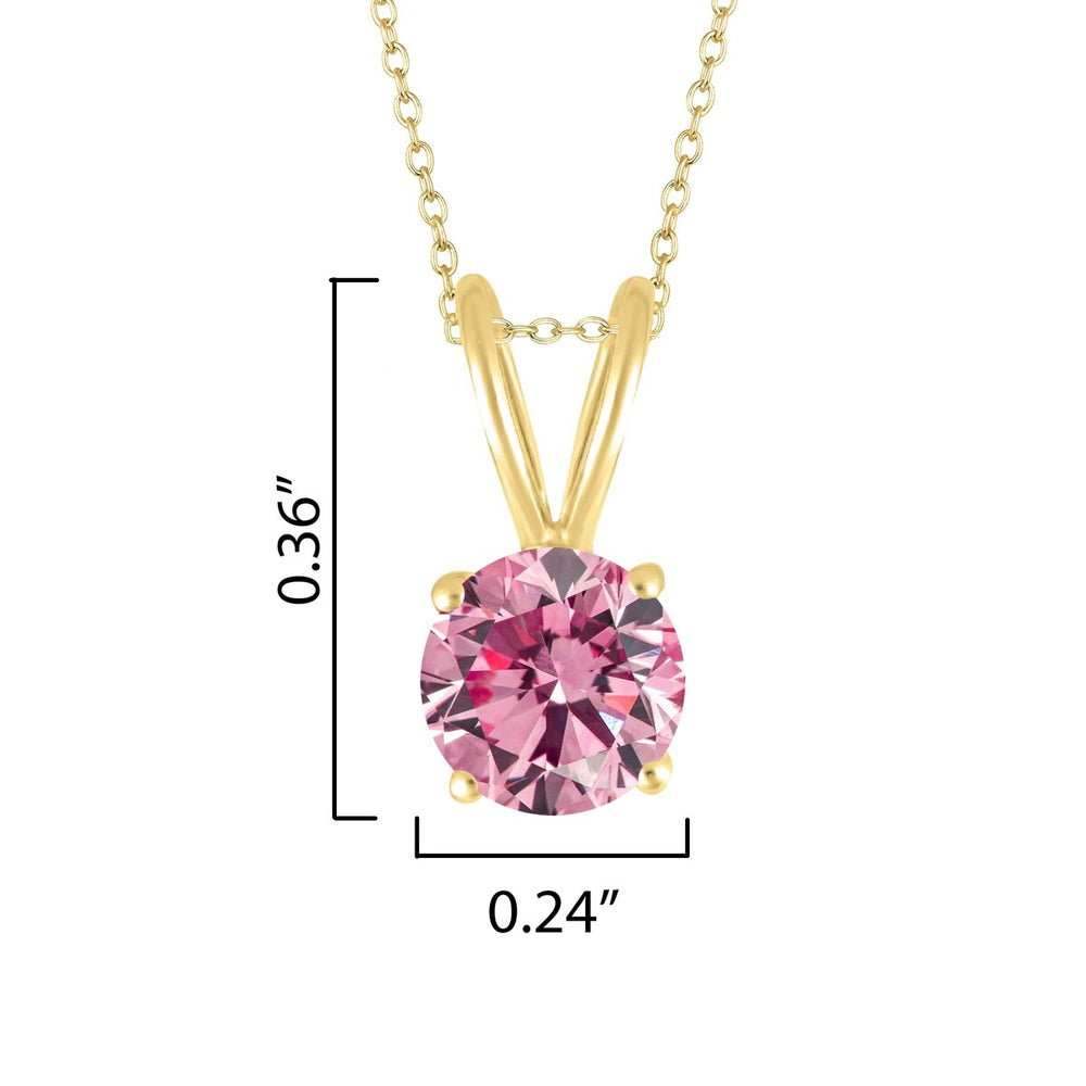 18K Gold Plated 0.80ct Pink Moissanite Solitaire Pendant Necklace