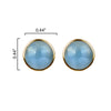 18K Gold Plated 10MM Natural Aquamarine Stud Earrings