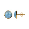 18K Gold Plated 10MM Natural Aquamarine Stud Earrings