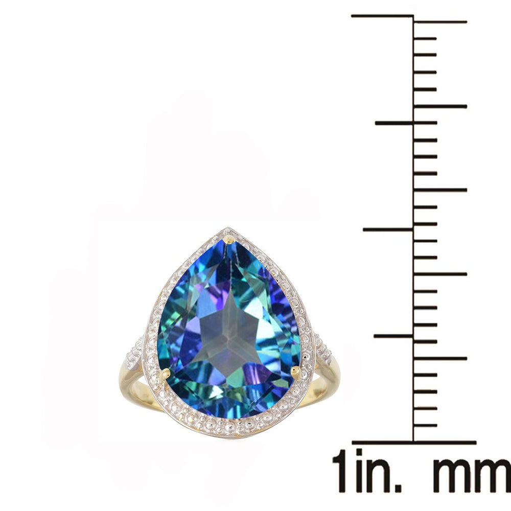 18K Gold-Plated Blue Topaz Sterling Silver Tear Drop Ring