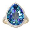 18K Gold-Plated Blue Topaz Sterling Silver Tear Drop Ring