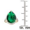 18K Gold-Plated Emerald Sterling Silver Tear Drop Ring