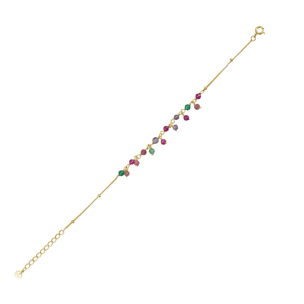 18K Gold-Plated Multi-Gemstone Bead Bracelet