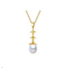 18K Gold Plated Sterling Silver Capped White Freshwater Pearl Drop Pendant Necklace - Signature Pearls