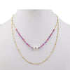 18K Gold Plated Sterling Silver Freshwater Pearl and Multi Gemstone Layered Beaded Necklace