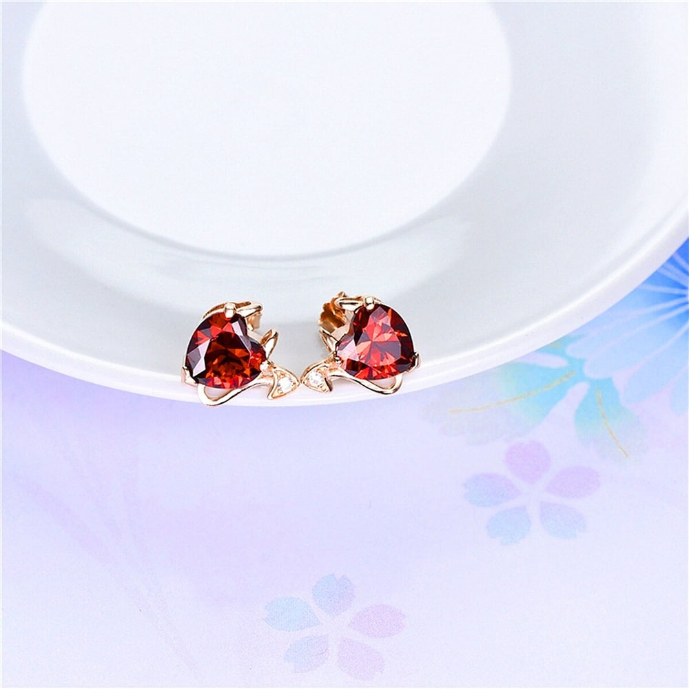 18K Gold Plated and Ruby Stud Devil Earrings