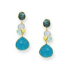 18K Goldtone Plated Sterling Silver Blue Jade & Gemstone Clustered Teardrop Drop Earrings- AG Sterling