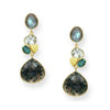 18K Goldtone Plated Sterling Silver Blue Jade & Gemstone Clustered Teardrop Drop Earrings- AG Sterling