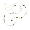 18K Goldtone Plated Sterling Silver Gemstone & Blue Topaz Geometric Long Station Chain Necklace- AG Sterling - White