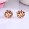 18K Rose Genuine Morganite Stud Earrings