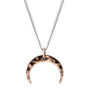 18k Rose Gold Plated Hammered Crescent Moon Pendant Necklace - White