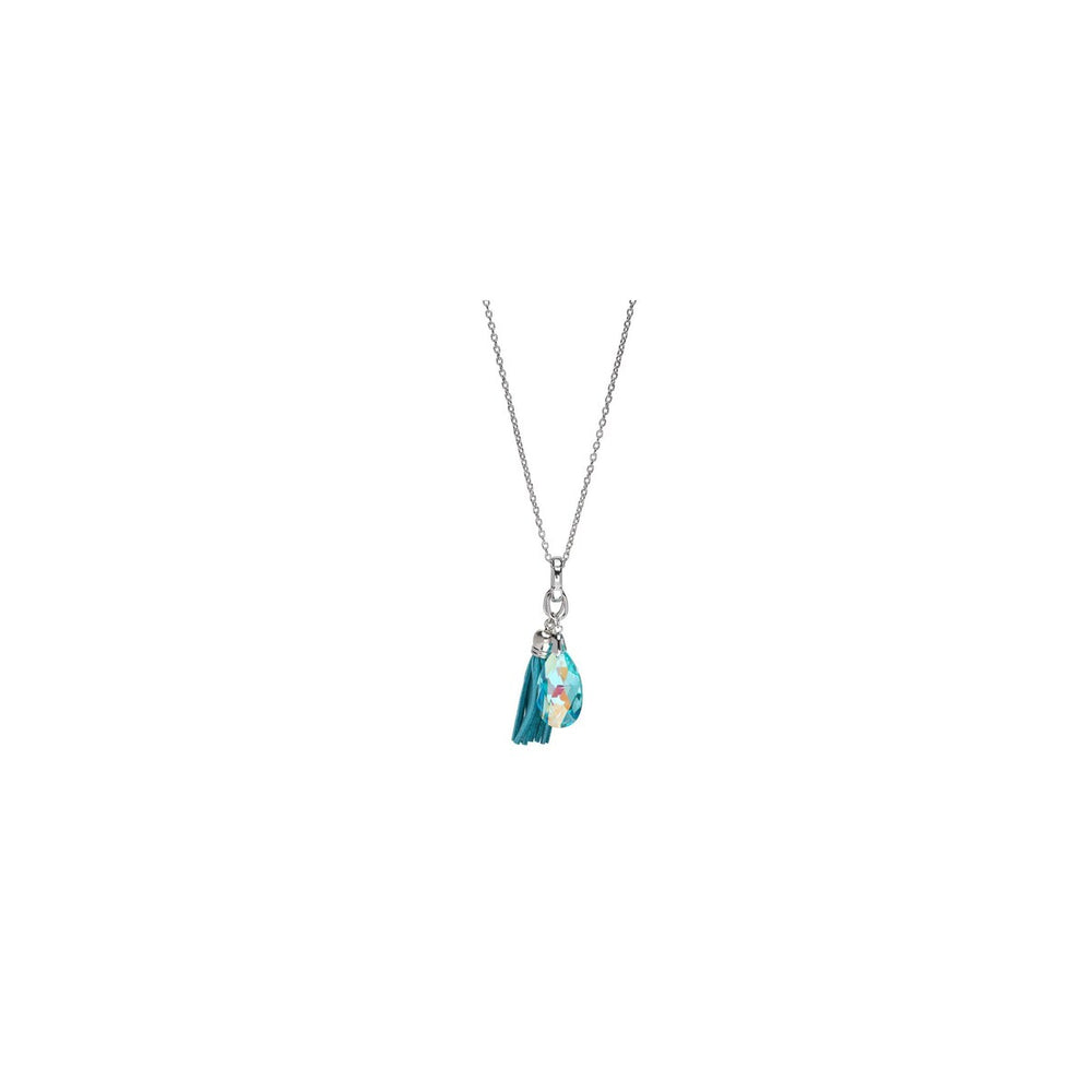 2-in-1 Tassel Teardrop Crystal Long Necklace