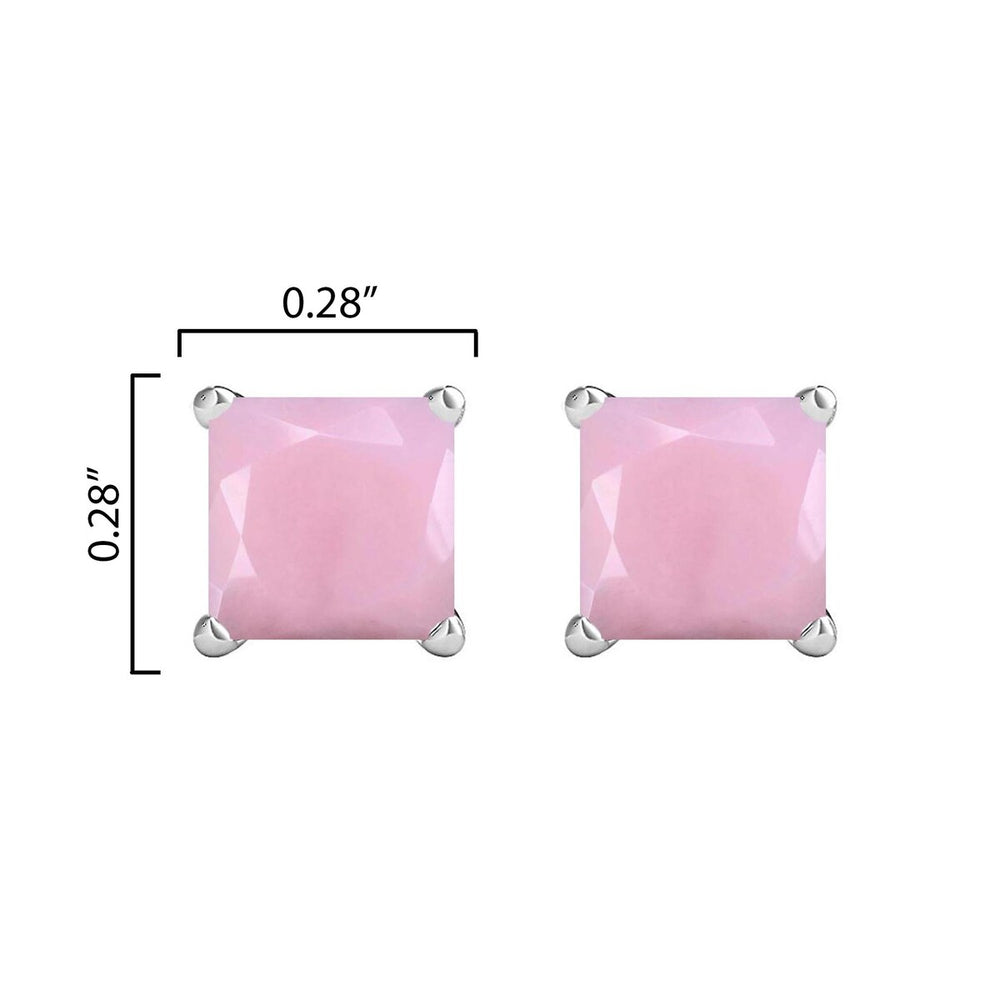 2.00Ct Pink Opal Stud Earrings in Sterling Silver