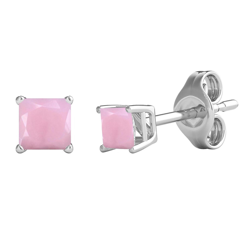 2.00Ct Pink Opal Stud Earrings in Sterling Silver