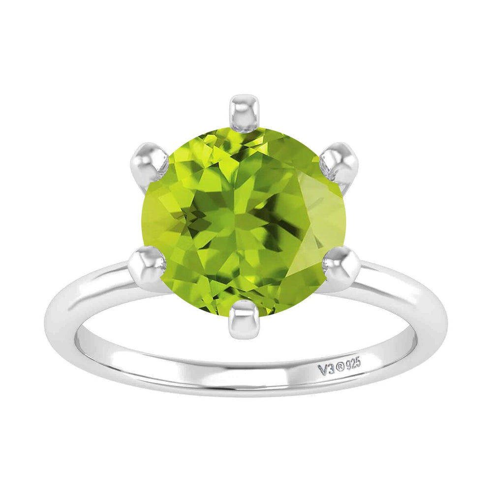 2.10CT Natural Peridot Solitaire Ring in Sterling Silver