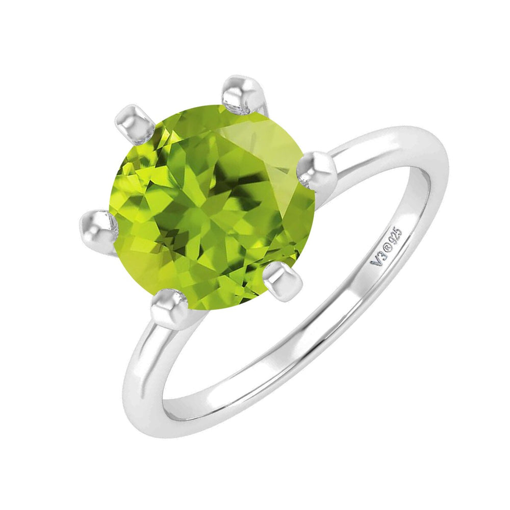 2.10CT Natural Peridot Solitaire Ring in Sterling Silver