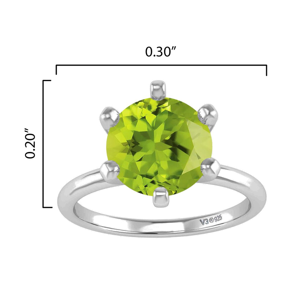 2.10CT Natural Peridot Solitaire Ring in Sterling Silver