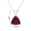 2.50 CT Ruby Sterling Silver Trillion Pendant Necklace