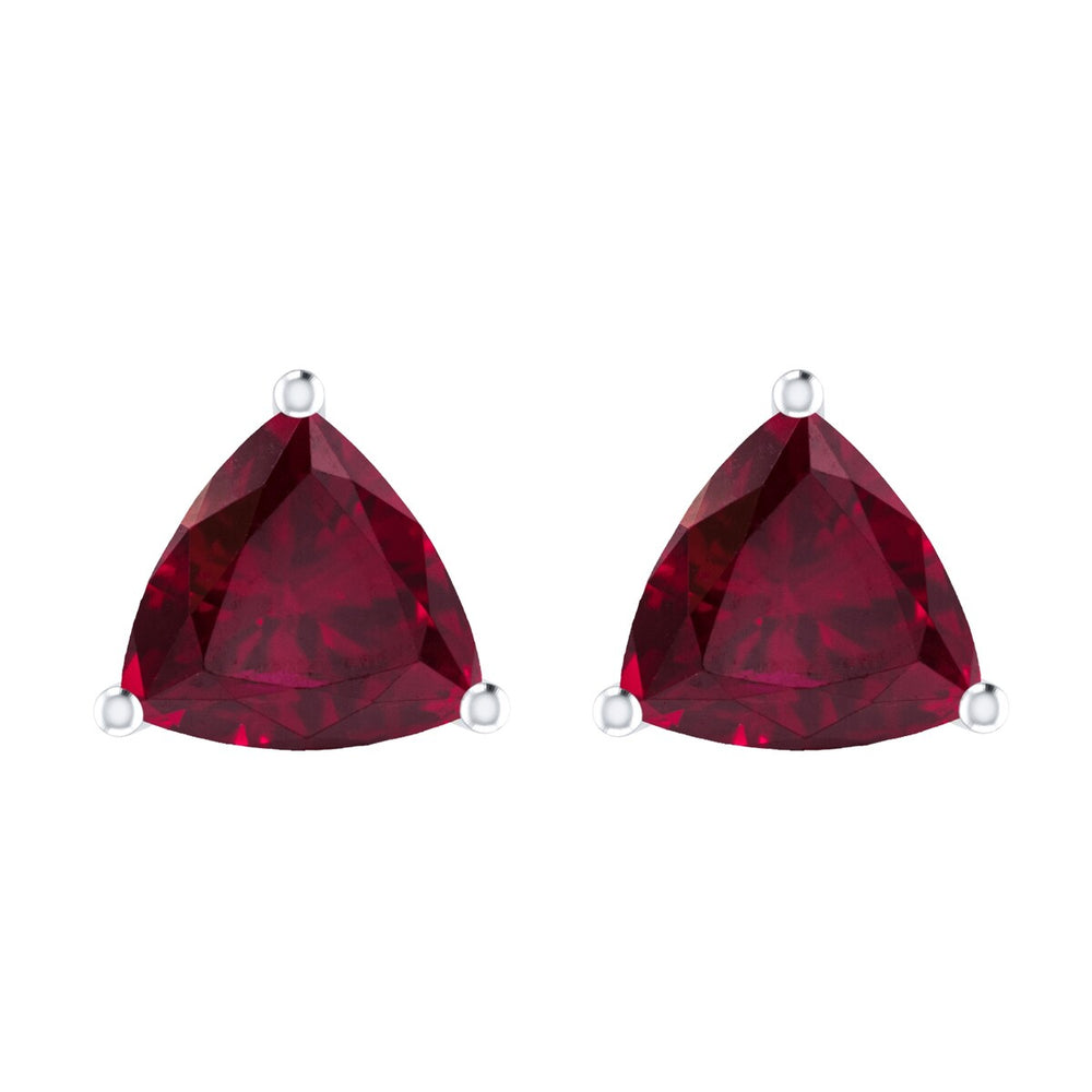 2.50Ct Trilloin Shape Ruby June Birthstone Sterling Silver Stud Earrings