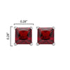 2.65CT Natural Garnet Square Cut Stud Earrings in Sterling Silver