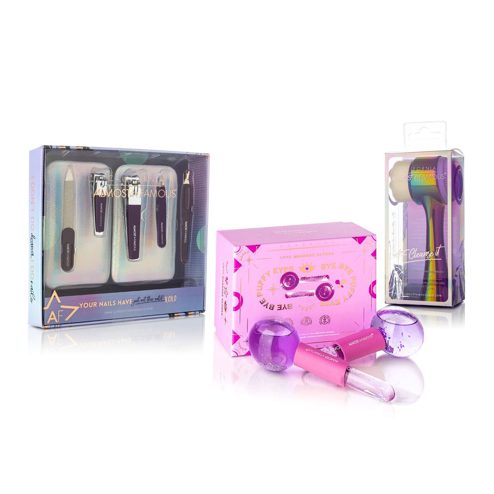 "Treat Yourself" 9pc Facial Essentials Kit - Purple and Silver