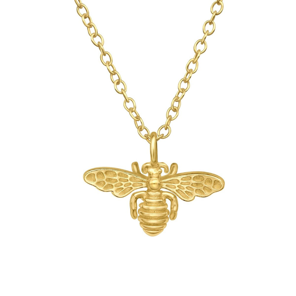 24kt Sterling Silver Bee Pendant Necklace - White