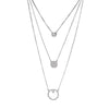 3 Layered Silvertone Clear Swarovski Crystal Pendant Necklace