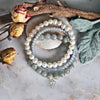 3-Piece Set Labradorite Bracelet, Cultured Pearl & Crystals Stretch Bracelets. Stackable Stone Statement Bracelets