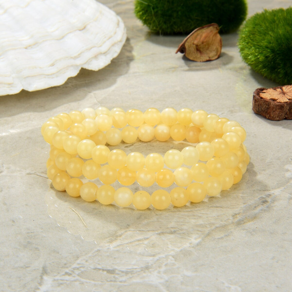 3 Wrap Stretch Bracelet or Necklace- Yellow Jade