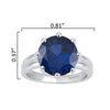 3.5 CT Blue Sapphire Sterling Silver Solitaire Ring