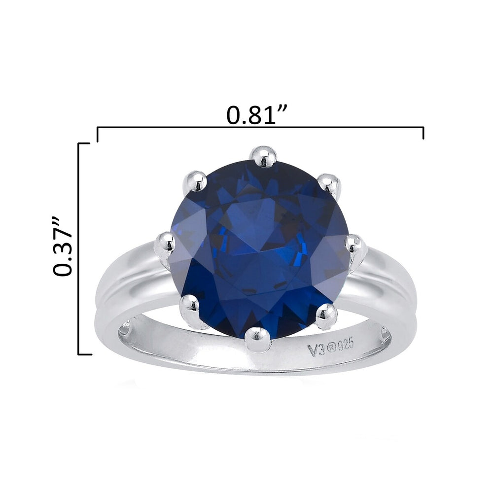 3.5 CT Blue Sapphire Sterling Silver Solitaire Ring